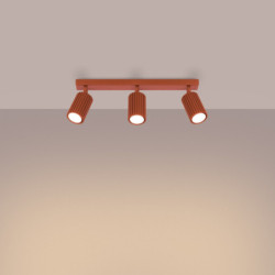 Plafonnier KARBON 3L Rouge Ocre Sollux | Plafonnier Linéaire Design 3x GU10