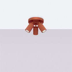 Plafonnier KARBON 3P Rouge Ocre Sollux | Plafonnier Design 3x GU10