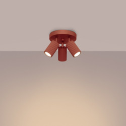 Plafonnier KARBON 3P Rouge Ocre Sollux | Plafonnier Design 3x GU10