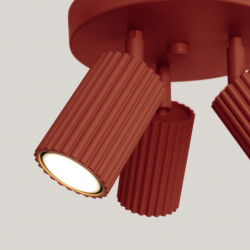 Plafonnier KARBON 3P Rouge Ocre Sollux | Plafonnier Design 3x GU10