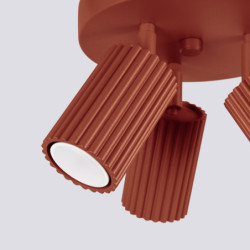 Plafonnier KARBON 3P Rouge Ocre Sollux | Plafonnier Design 3x GU10