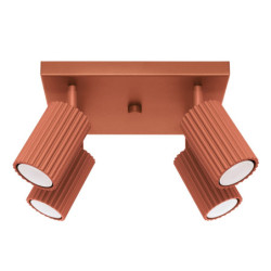 Plafonnier KARBON 4 Rouge Ocre Sollux | Plafonnier Design 4x GU10
