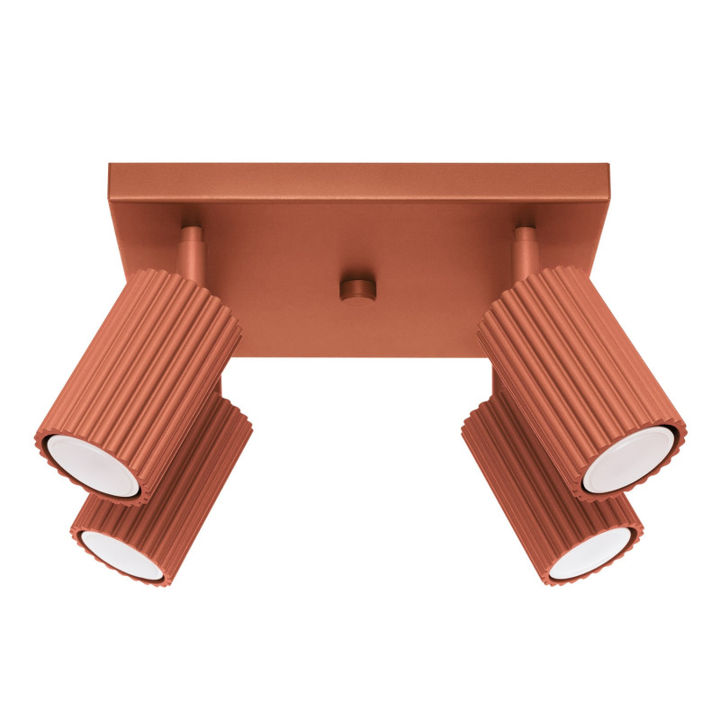 Plafonnier KARBON 4 Rouge Ocre Sollux | Plafonnier Design 4x GU10