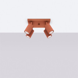 Plafonnier KARBON 4 Rouge Ocre Sollux | Plafonnier Design 4x GU10