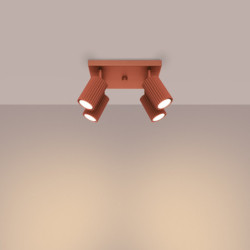 Plafonnier KARBON 4 Rouge Ocre Sollux | Plafonnier Design 4x GU10