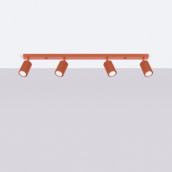Plafonnier KARBON 4L Rouge Ocre Sollux | Plafonnier Design 4x GU10