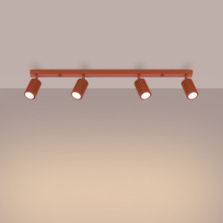 Plafonnier KARBON 4L Rouge Ocre Sollux | Plafonnier Design 4x GU10