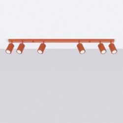 Plafonnier KARBON 6L Rouge Ocre Sollux | Plafonnier Design 6x GU10