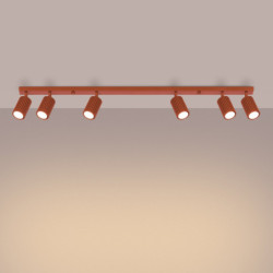 Plafonnier KARBON 6L Rouge Ocre Sollux | Plafonnier Design 6x GU10