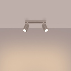 Plafonnier KARBON 2 Taupe Sollux | Plafonnier Design 2 Spots GU10