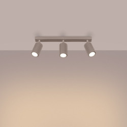Plafonnier KARBON 3L Taupe Sollux | Plafonnier Design 3 Spots GU10