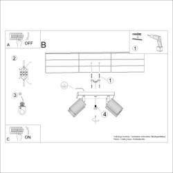 Plafonnier KARBON 4 Taupe Sollux | Plafonnier Design 4 Spots GU10