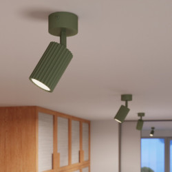Plafonnier KARBON 1 Vert Olive Sollux | Spot Plafond Design GU10