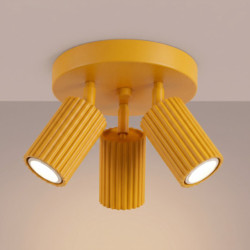Plafonnier KARBON 3P Jaune Sollux | Luminaire Design GU10