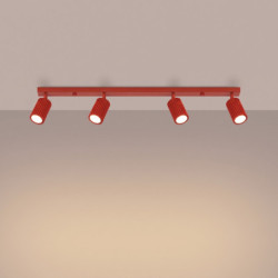 Plafonnier KARBON 4L Rouge Sollux | Luminaire Design GU10