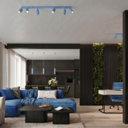 Plafonnier KARBON 4L Azur Sollux | Luminaire Design GU10