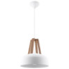 Lampe pendante CASCO acier blanc et bois naturel