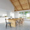 Lampe pendante CASCO acier blanc et bois naturel