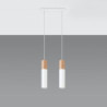 PABLO - Lampe pendante 2 suspensions finition blanc et bois naturel