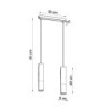 PABLO - Lampe pendante 2 suspensions finition blanc et bois naturel