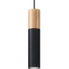 PABLO - Lampe pendante finition noir et bois naturel