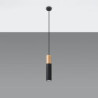 PABLO - Lampe pendante finition noir et bois naturel