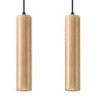 LINO - Lampe pendante 2 suspensions finition bois naturel