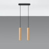 LINO - Lampe pendante 2 suspensions finition bois naturel