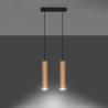 LINO - Lampe pendante 2 suspensions finition bois naturel