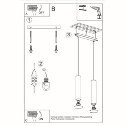 LINO - Lampe pendante 2 suspensions finition bois naturel