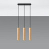 LINO - Lampe pendante 3 suspensions finition bois naturel
