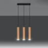 LINO - Lampe pendante 3 suspensions finition bois naturel