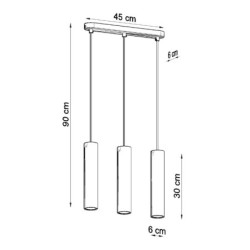 LINO - Lampe pendante 3 suspensions finition bois naturel