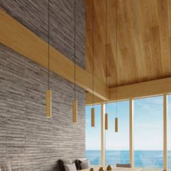 LINO - Lampe pendante 3 suspensions finition bois naturel