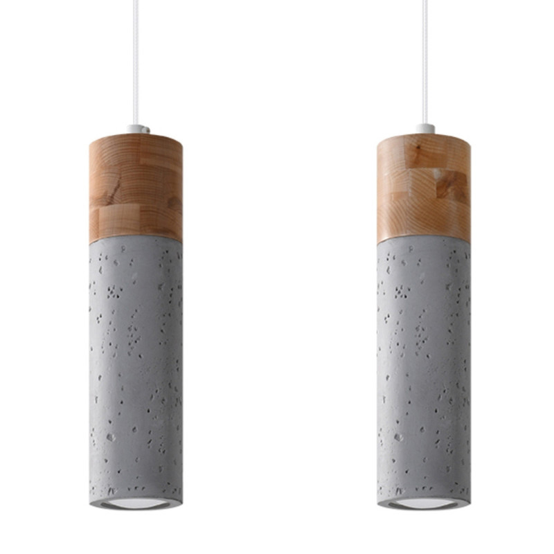 ZANE - Lampe 2 suspensions en béton finition gris
