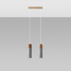 ZANE - Lampe 2 suspensions en béton finition gris