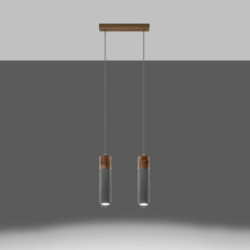 ZANE - Lampe 2 suspensions en béton finition gris