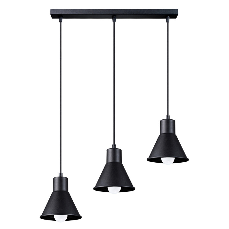 TALEJA - Lampe 3 suspensions en acier finition noir