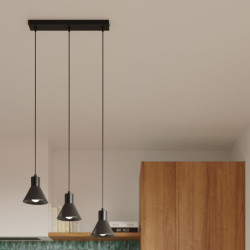 TALEJA - Lampe 3 suspensions en acier finition noir