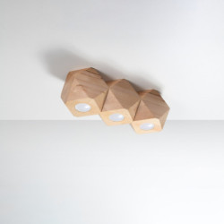 WOODY - 3 Plafonniers en bois naturel