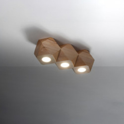 WOODY - 3 Plafonniers en bois naturel