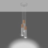 PABLO - Lampe pendante 3 suspensions finition blanc et bois naturel