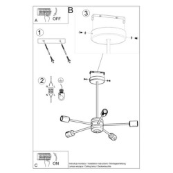 LANGO - Lustre 5 bras en acier finition noir