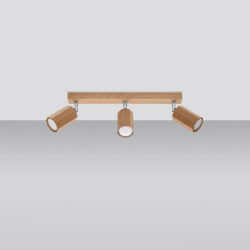 ZEKE - Plafonnier 3 bras en bois finition chêne