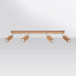 ZEKE - Plafonnier 4 bras en bois finition chêne