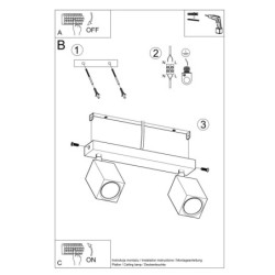 KEKE - Plafonnier 2 bras en bois finition chêne