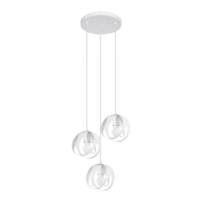 TULOS - Lampe pendante en acier 3 suspensions finition blanc