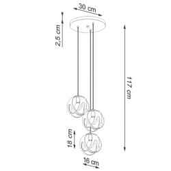 TULOS - Lampe pendante en acier 3 suspensions finition blanc