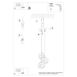 TULOS - Lampe pendante en acier 3 suspensions finition blanc