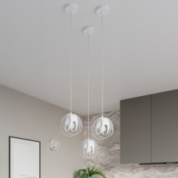 TULOS - Lampe pendante en acier 3 suspensions finition blanc